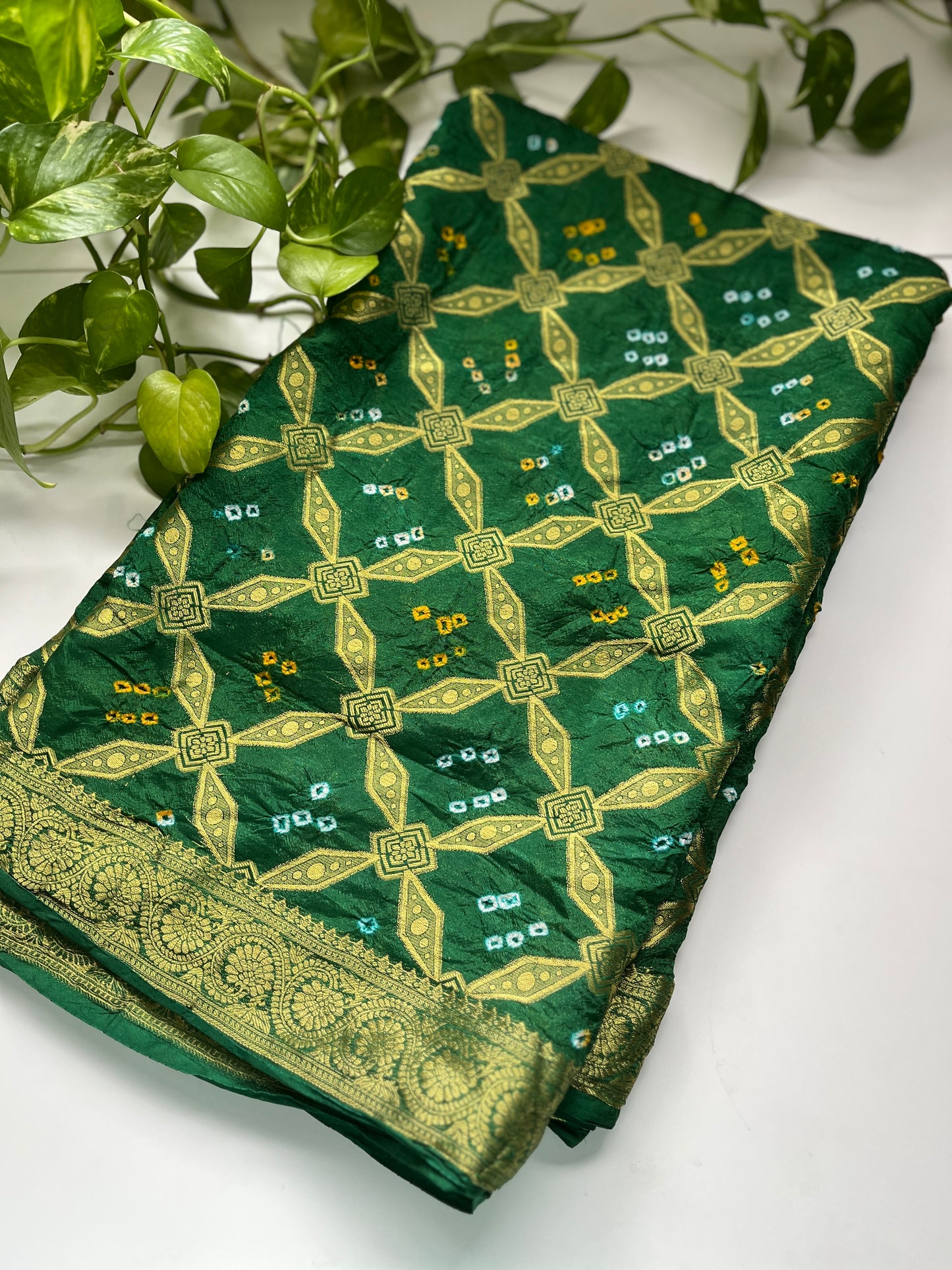 Gaji Silk Gharchola Dupatta GREEN