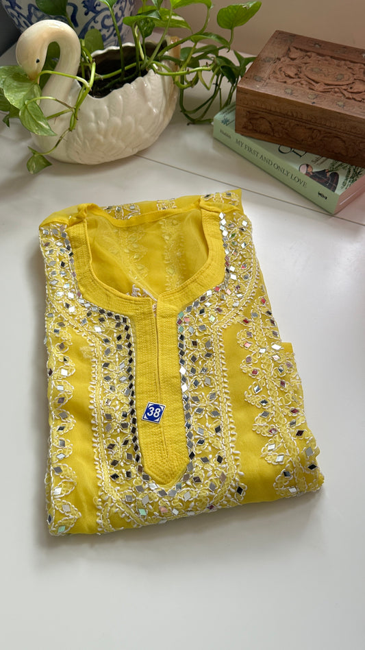 Yellow - Georgette Mirror Kurta