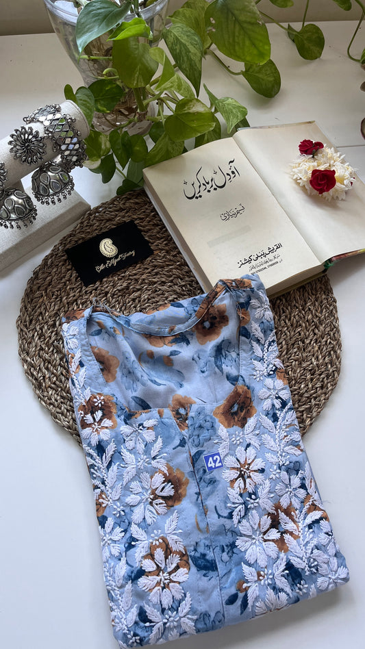 Rayon Printed Blue Kurti (design A)