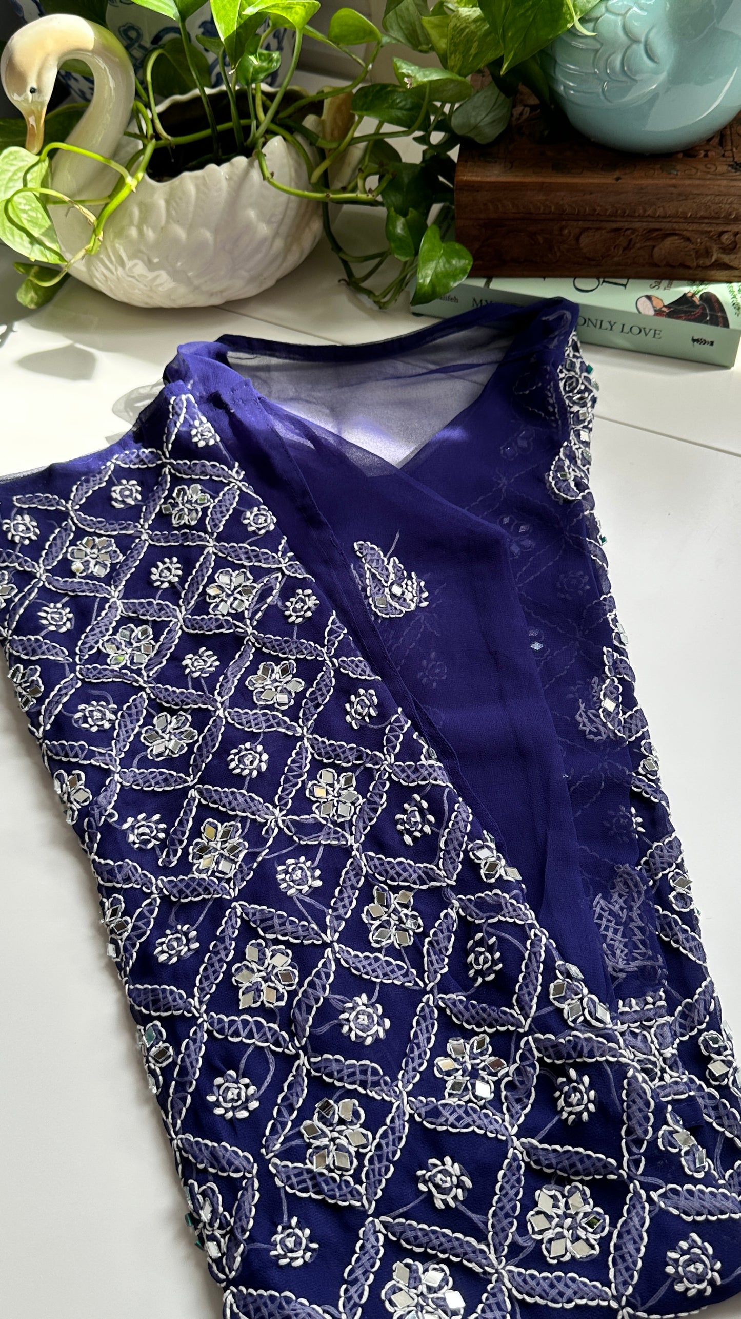 Dark Blue - Georgette Mirror Kurta