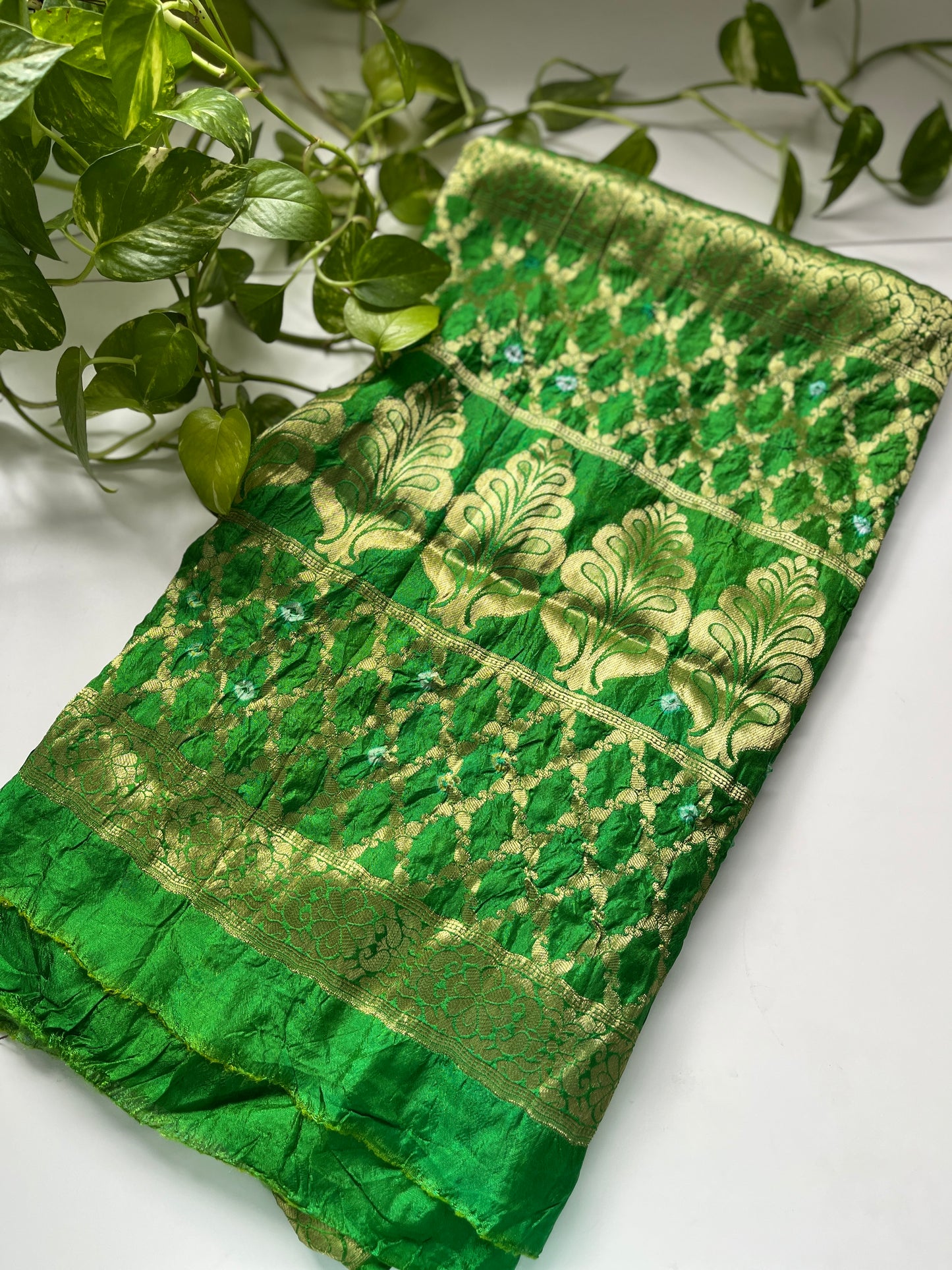 Gaji Silk Gharchola Dupatta GREEN