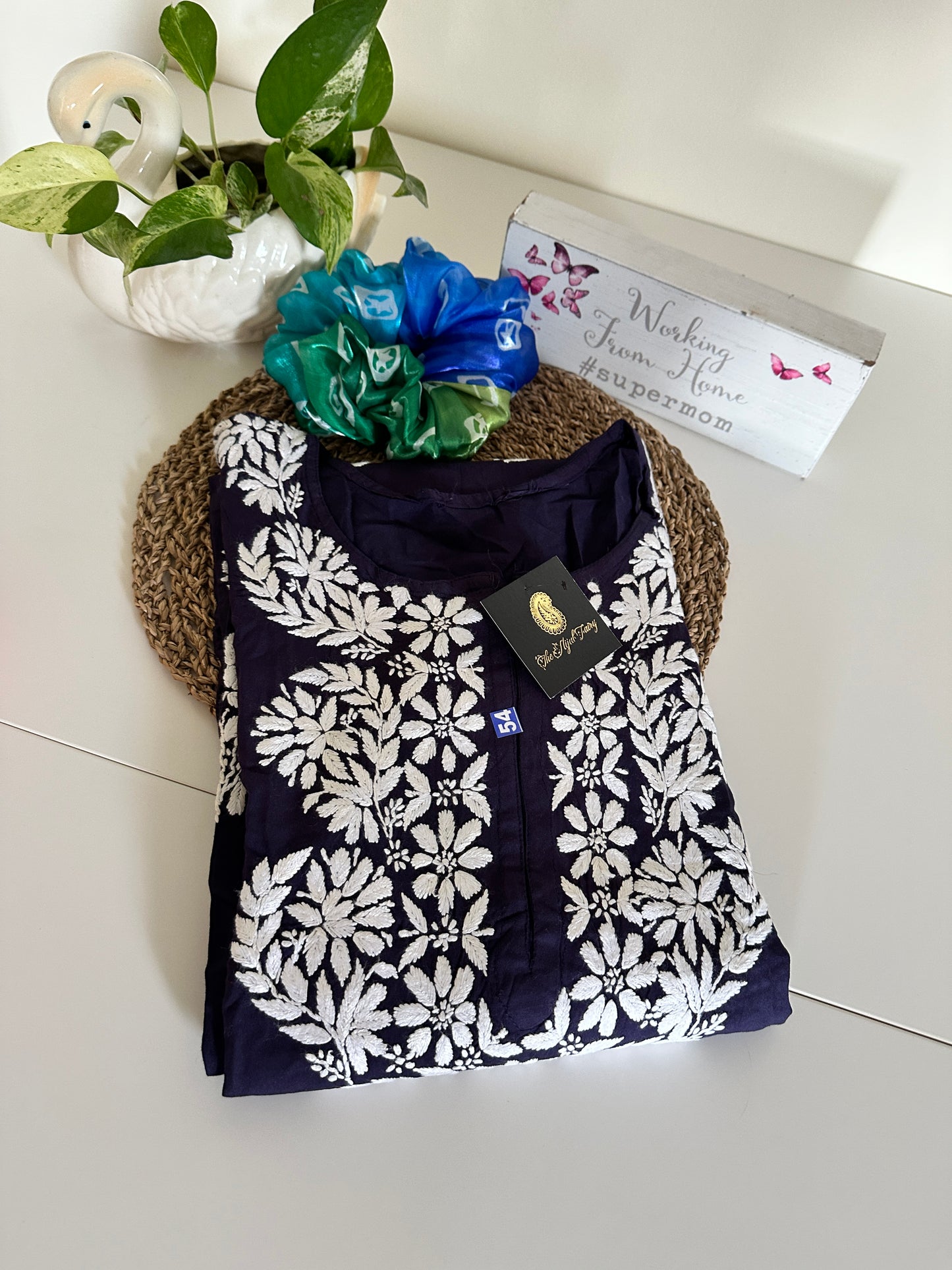 Navy Blue - Modal Straight Kurta