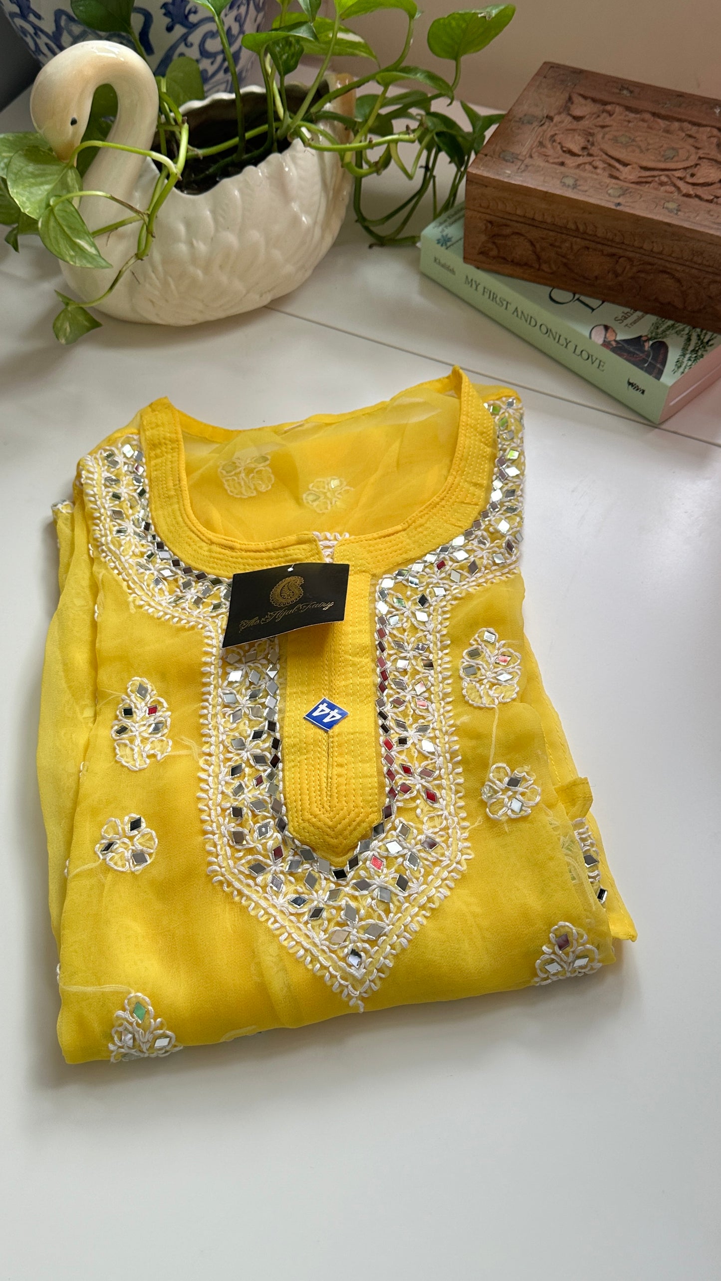 Yellow - Georgette Mirror Kurta