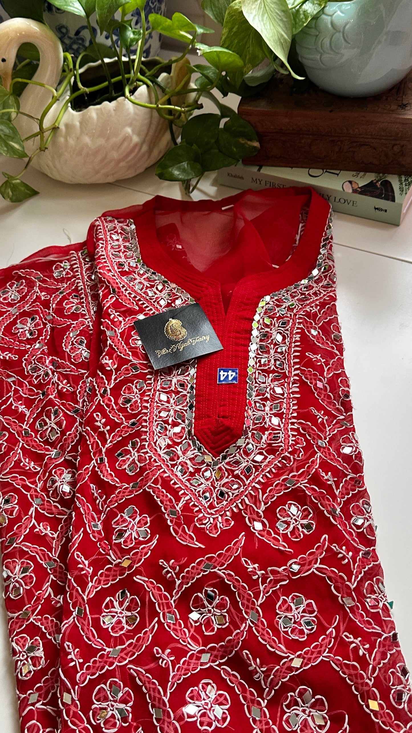 Red - Georgette Mirror Kurta