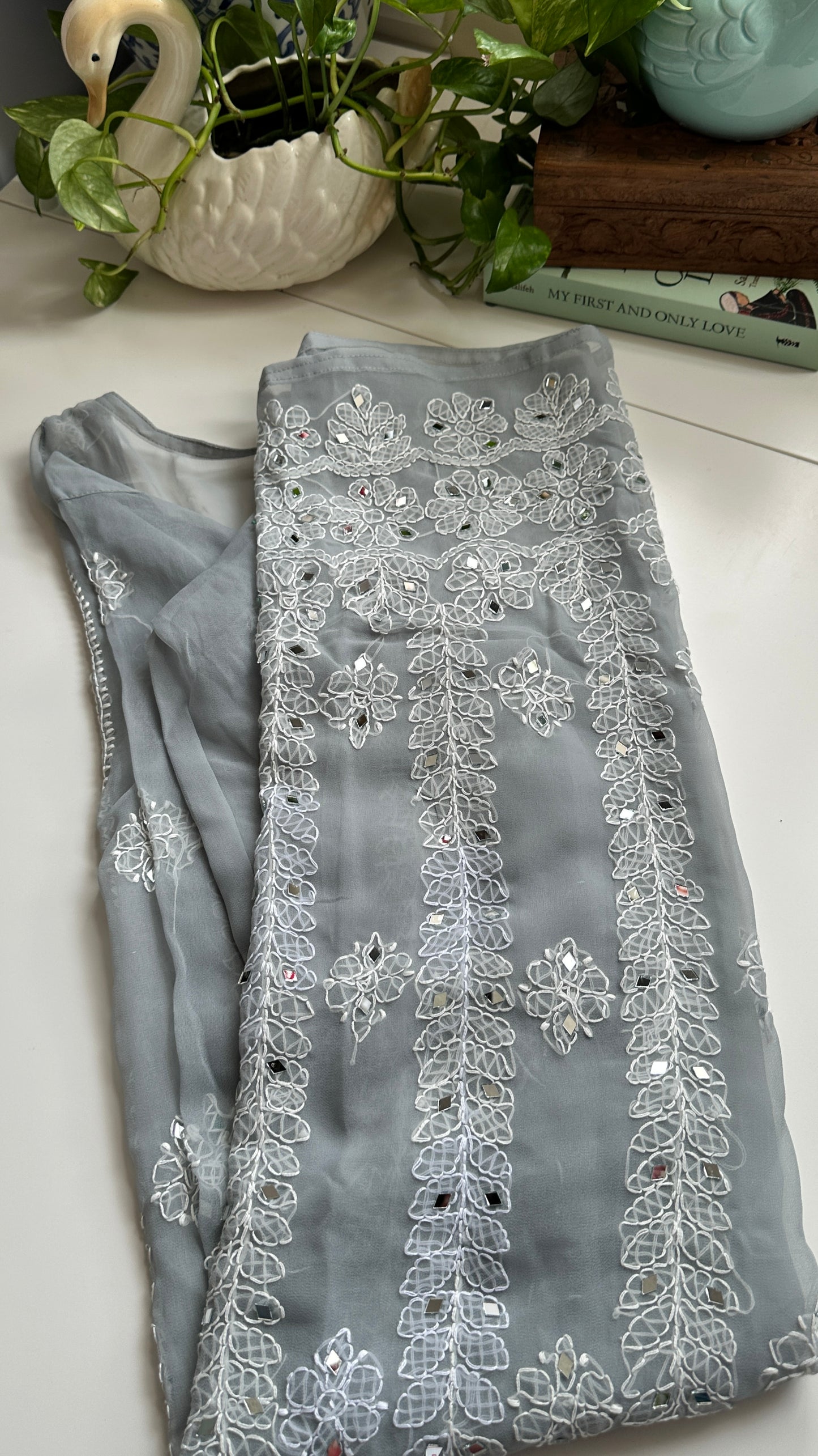 Grey - Georgette Mirror Kurta