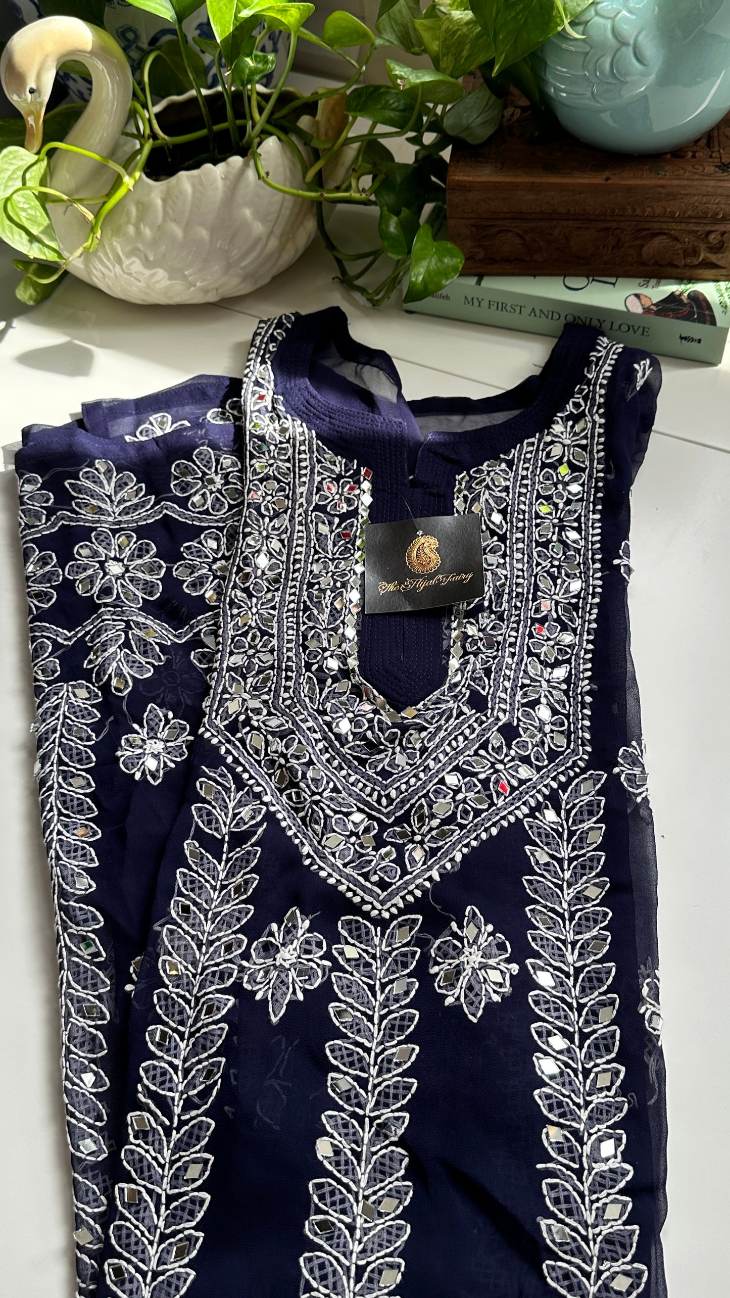 Dark Blue - Georgette Mirror Kurta