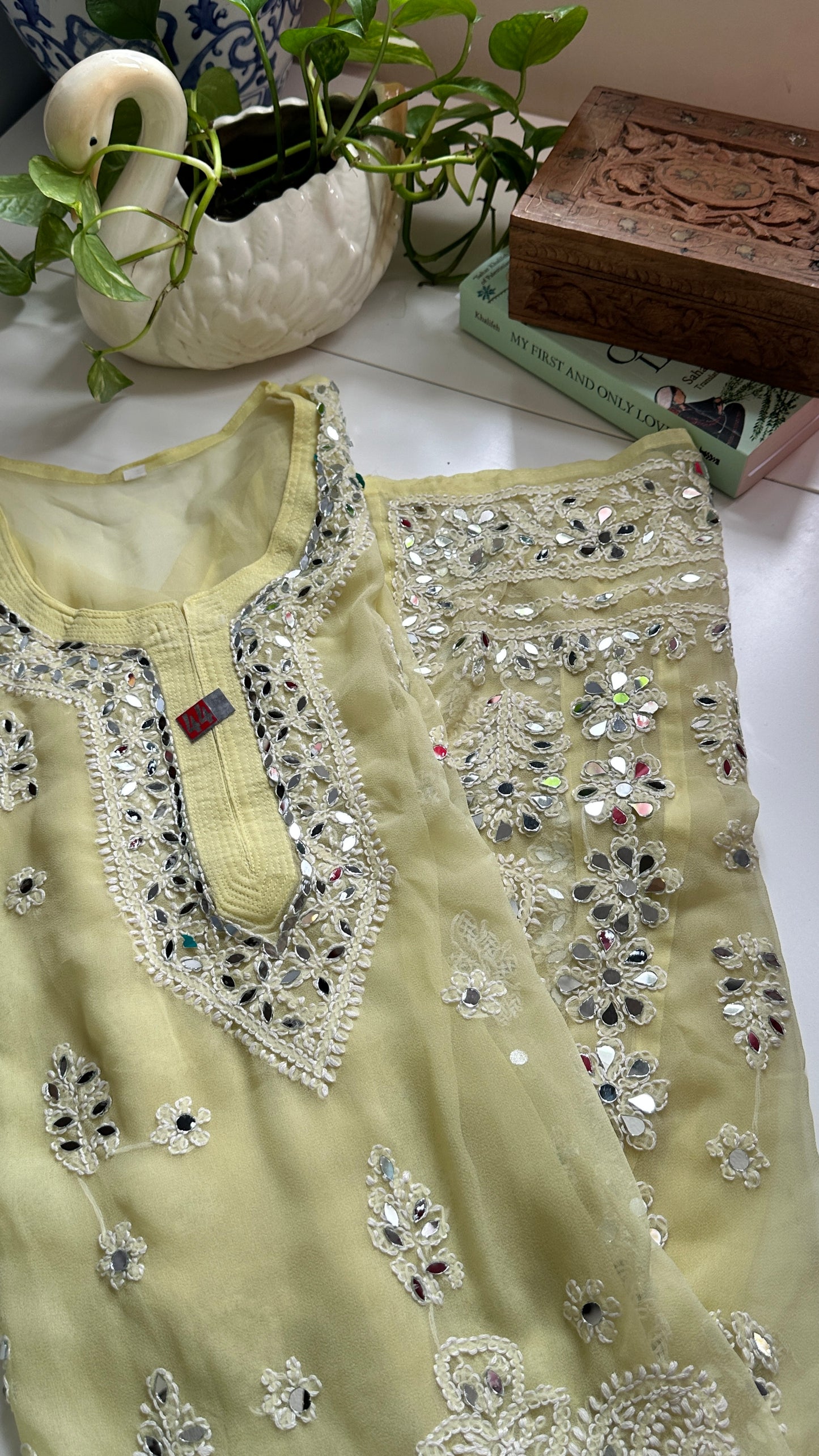 Banana Yellow - Georgette Mirror Kurta