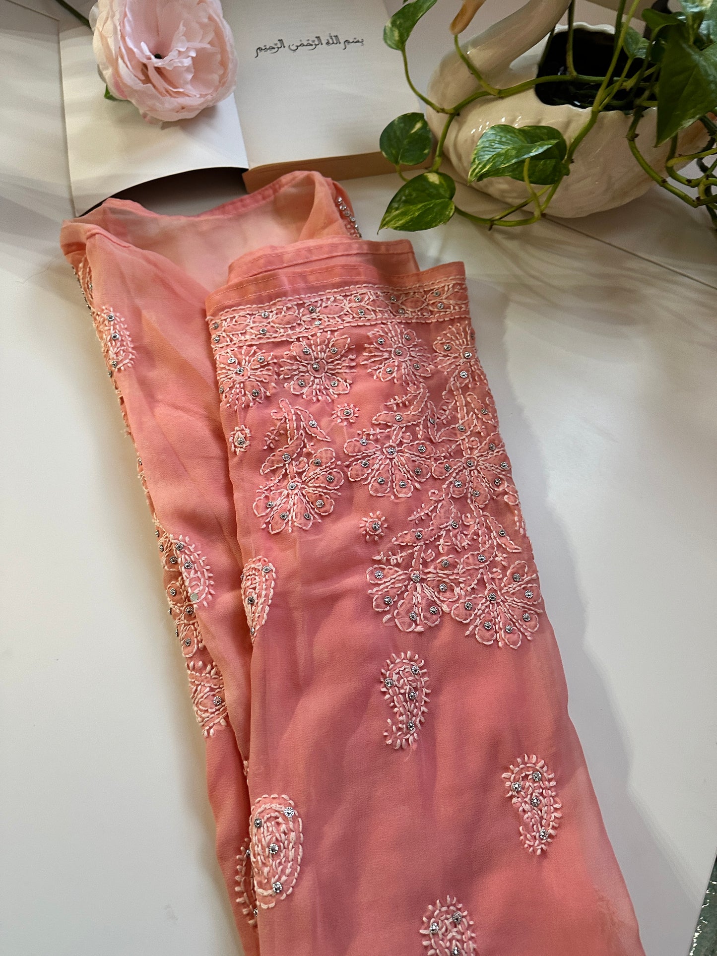 Peach Ombre - Georgette Stone Kurta