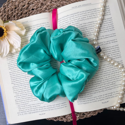 Emerald Sea Satin Scrunchie