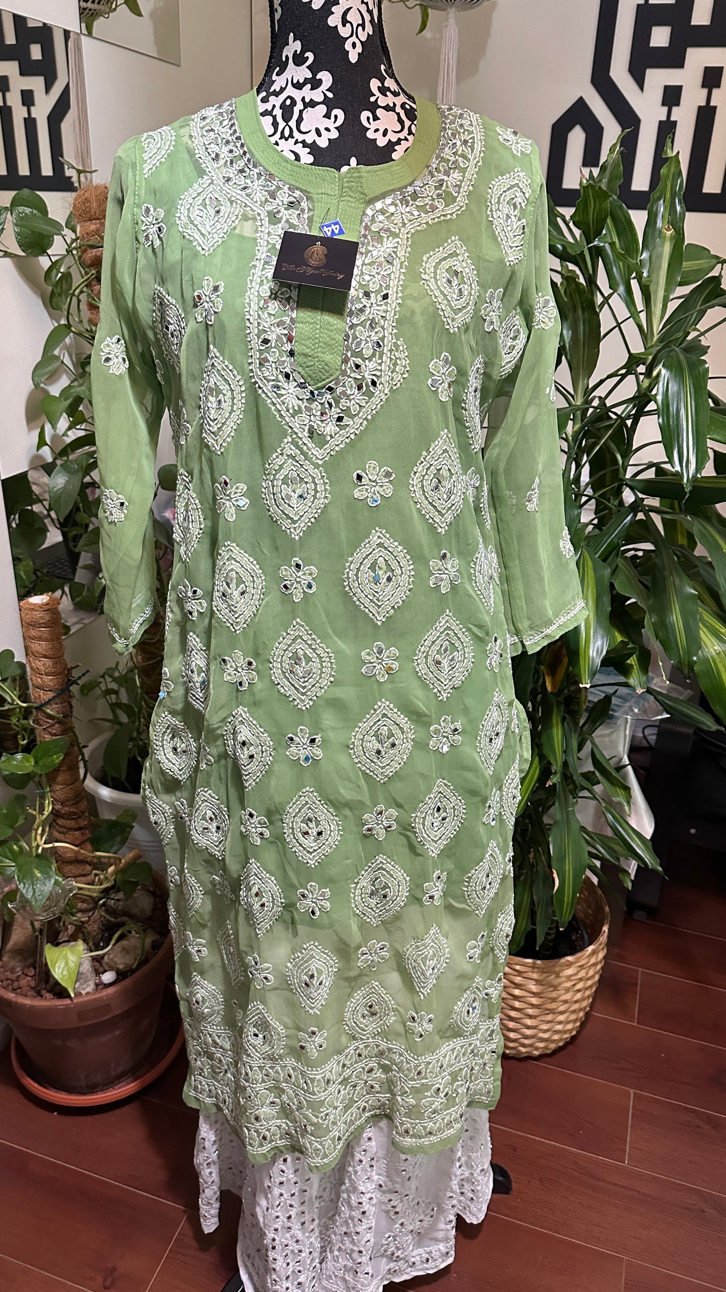 Sage Green - Georgette Mirror Kurta