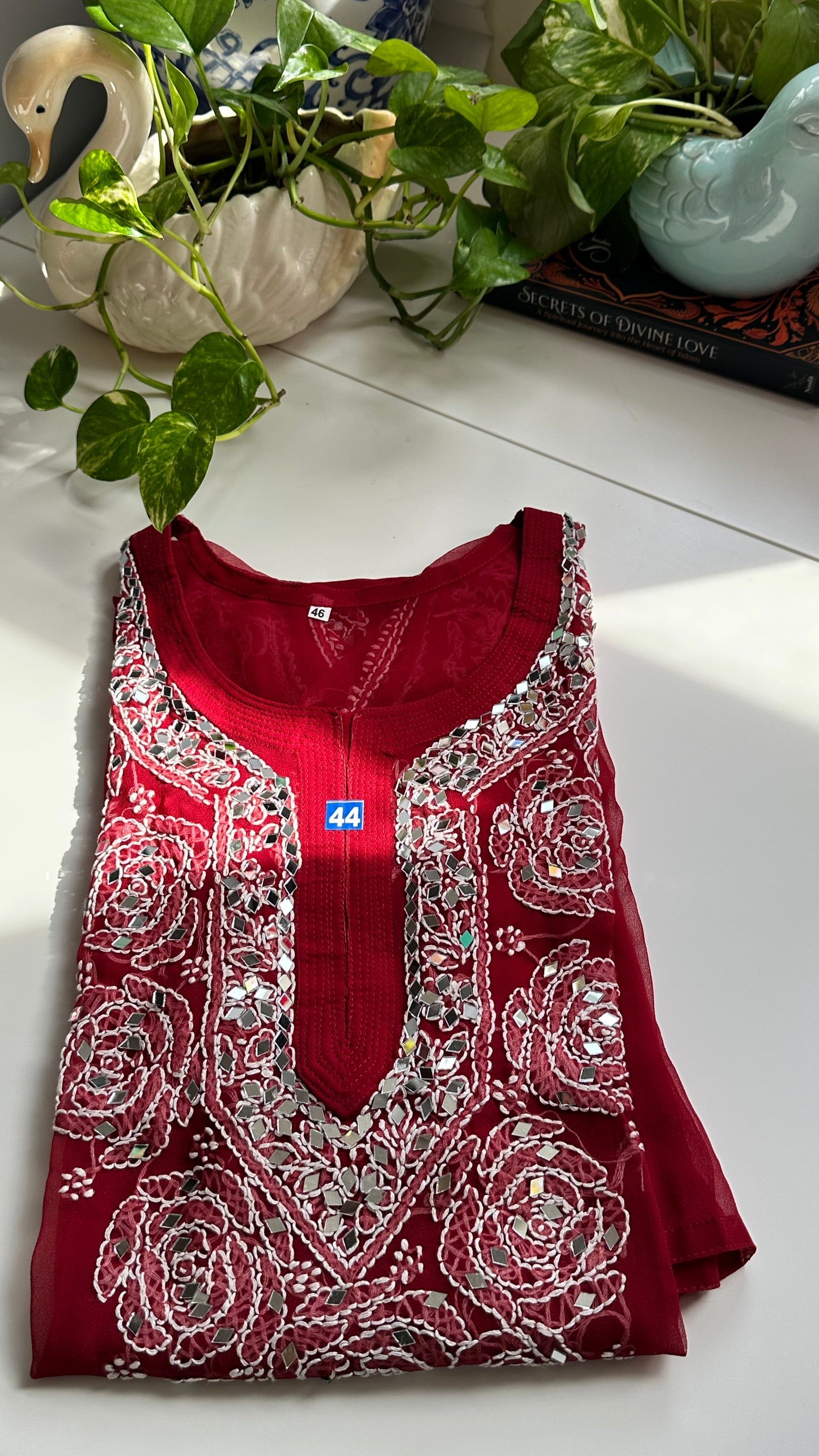 Maroon - Georgette Mirror Kurta