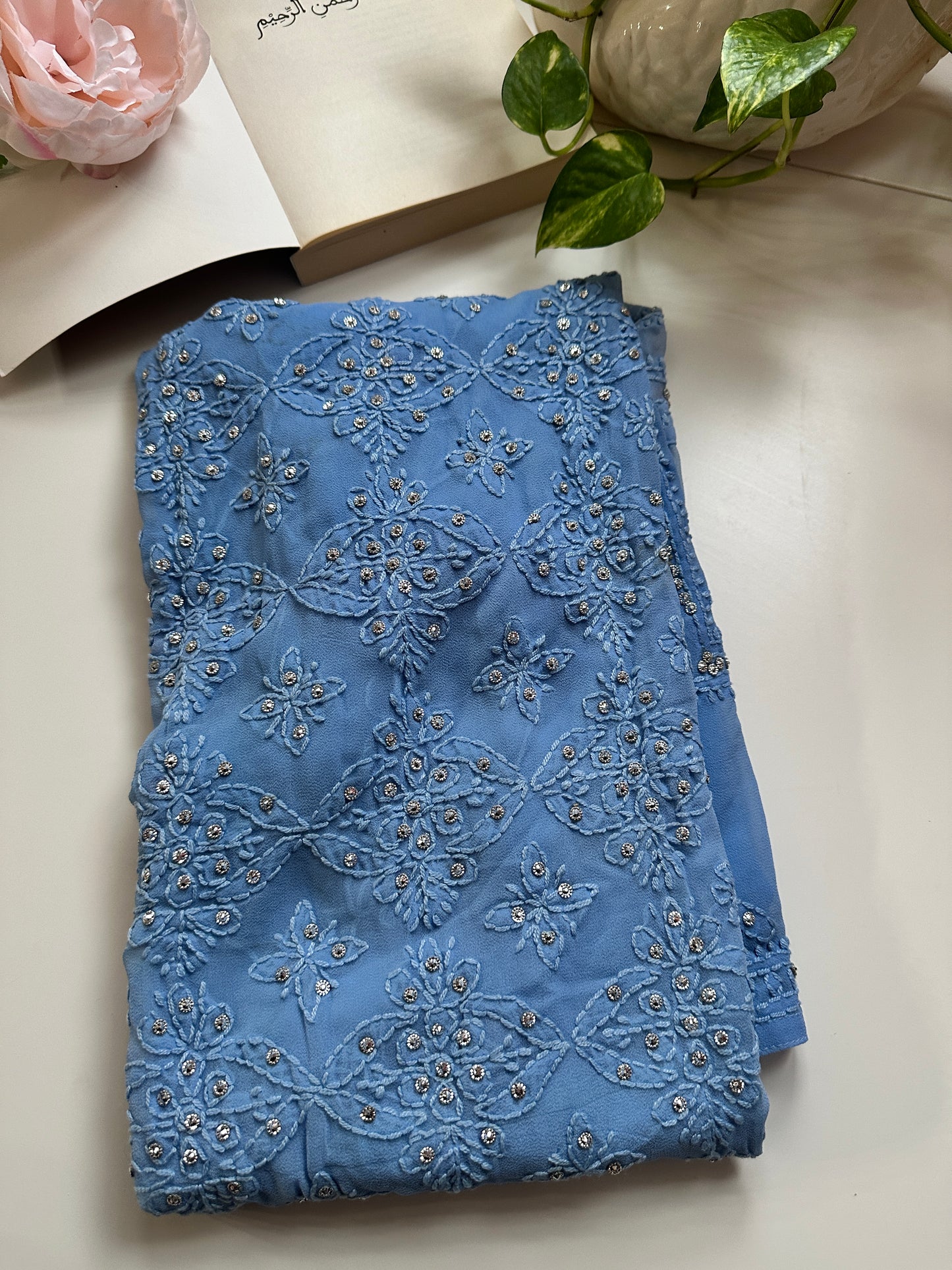 Cornflower Blue- Georgette Stone Kurta