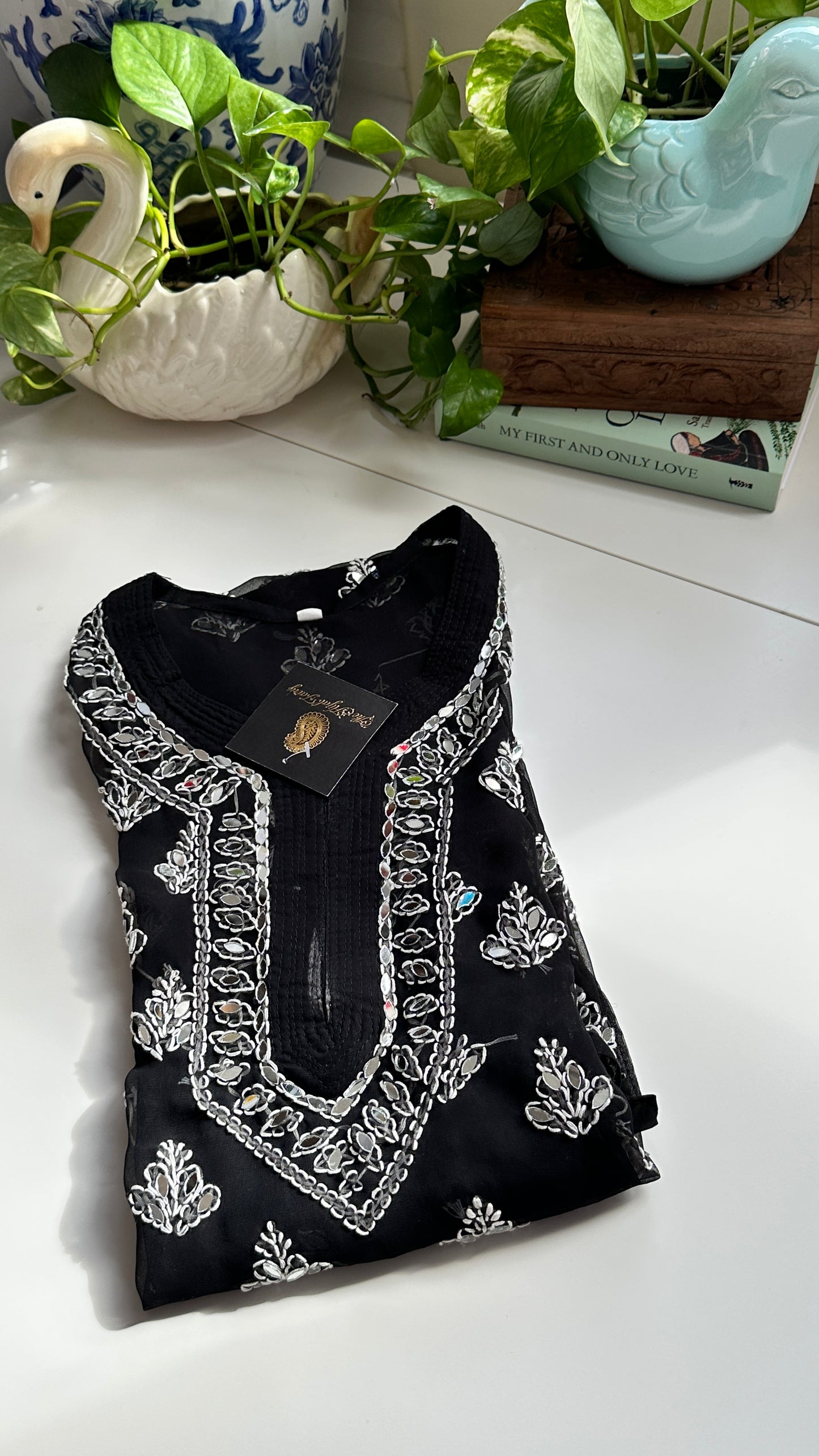 Black - Georgette Mirror Kurta