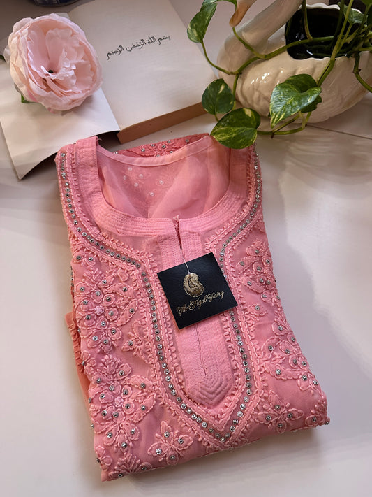 Peach Ombre - Georgette Stone Kurta