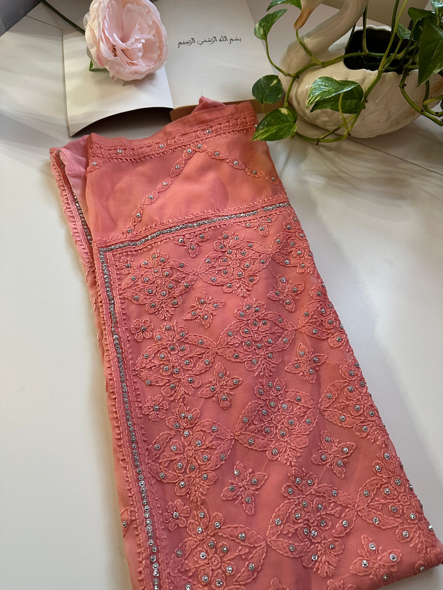Peach Ombre - Georgette Stone Kurta