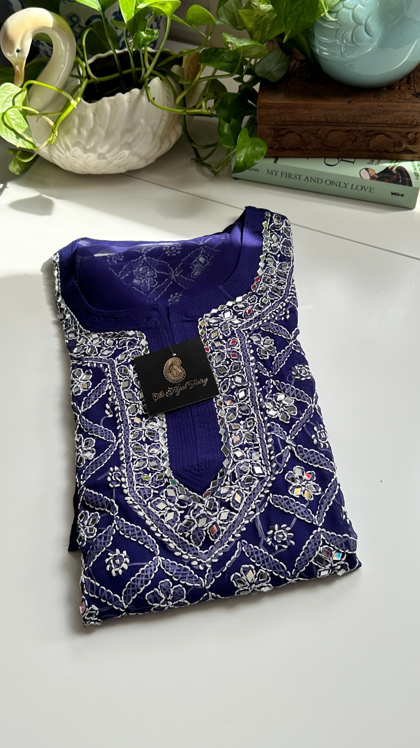 Dark Blue - Georgette Mirror Kurta