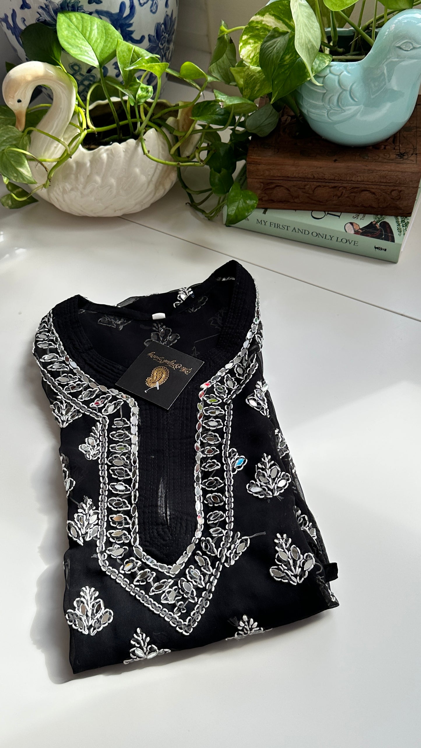 Black - Georgette Mirror Kurta
