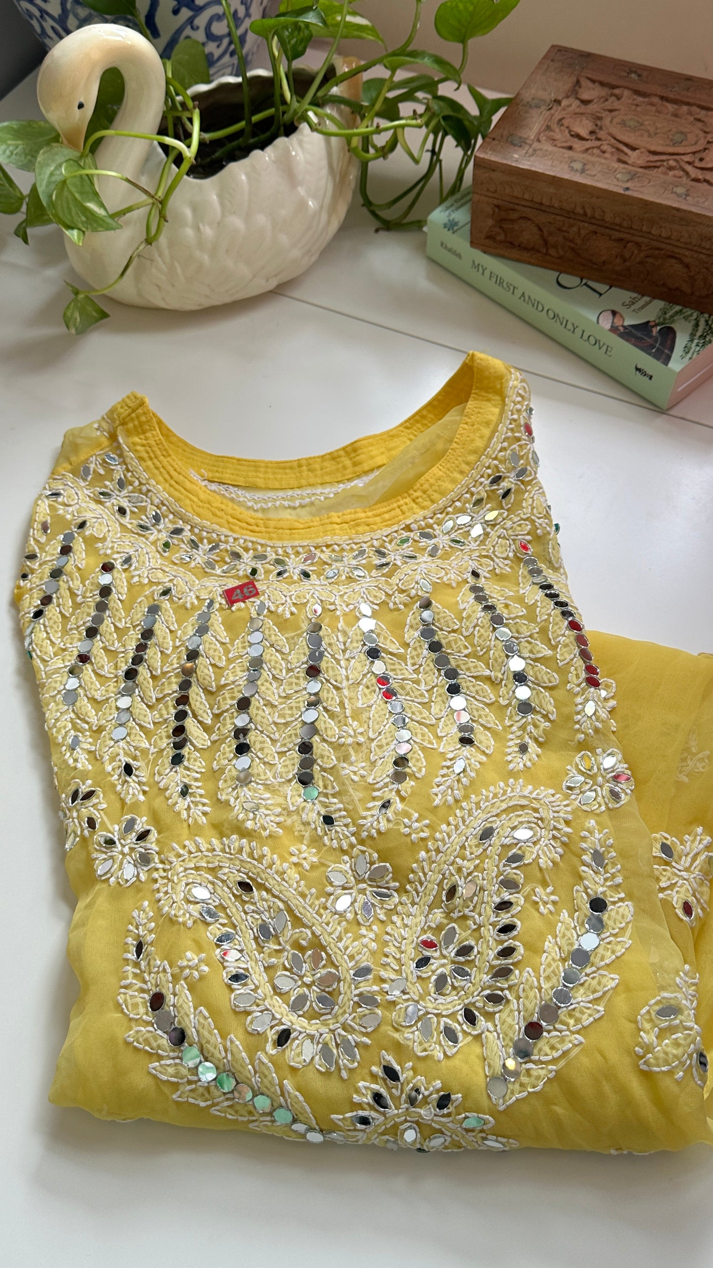 Yellow - Georgette Mirror Kurta