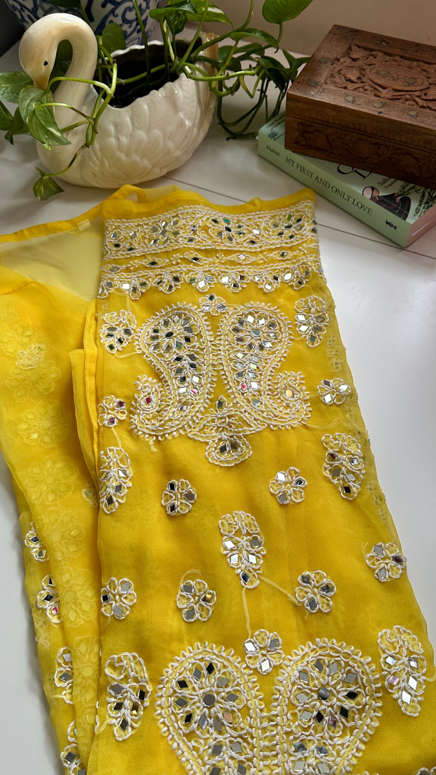 Yellow - Georgette Mirror Kurta