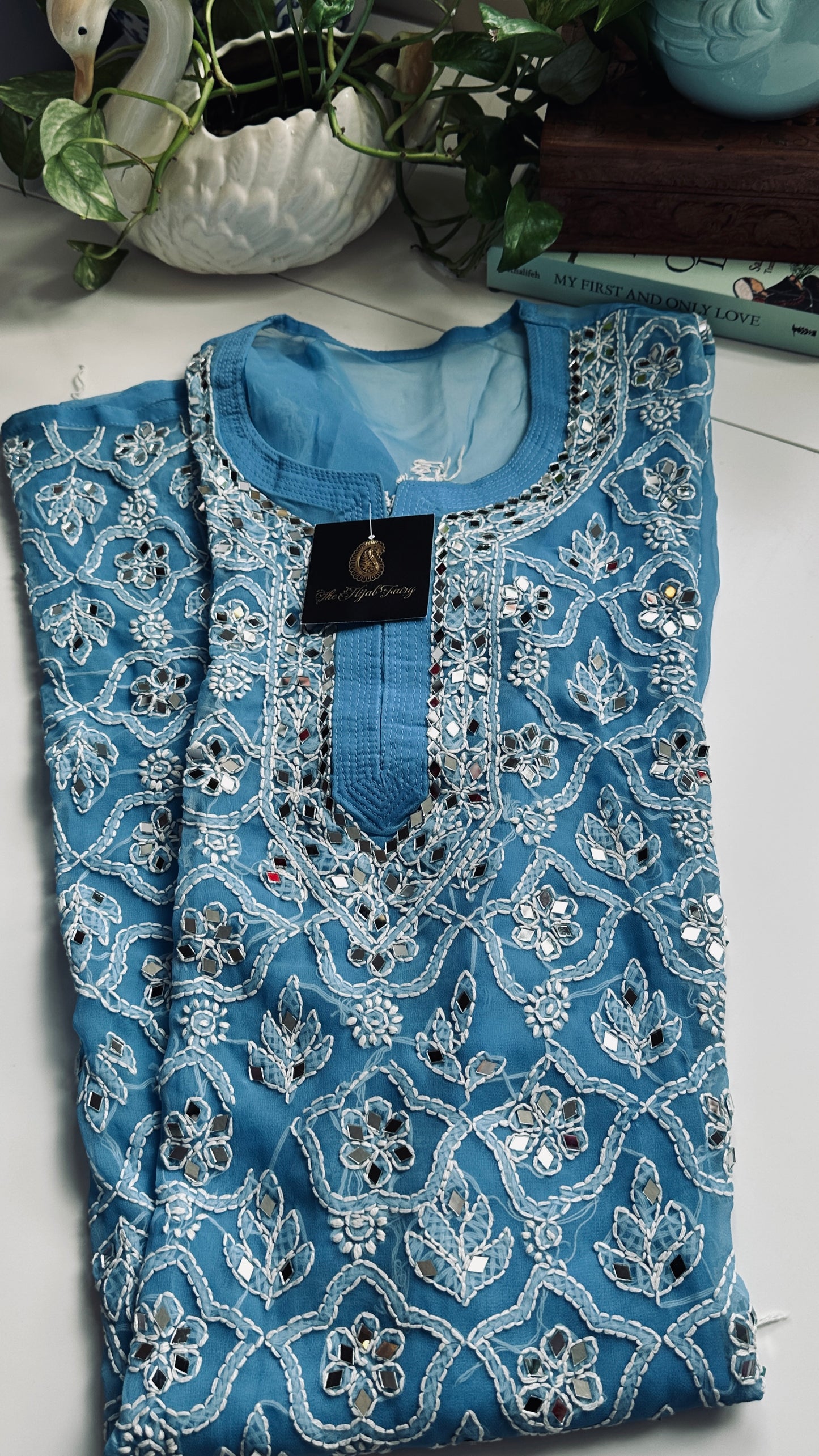 Cornflower Blue - Georgette Mirror Kurta