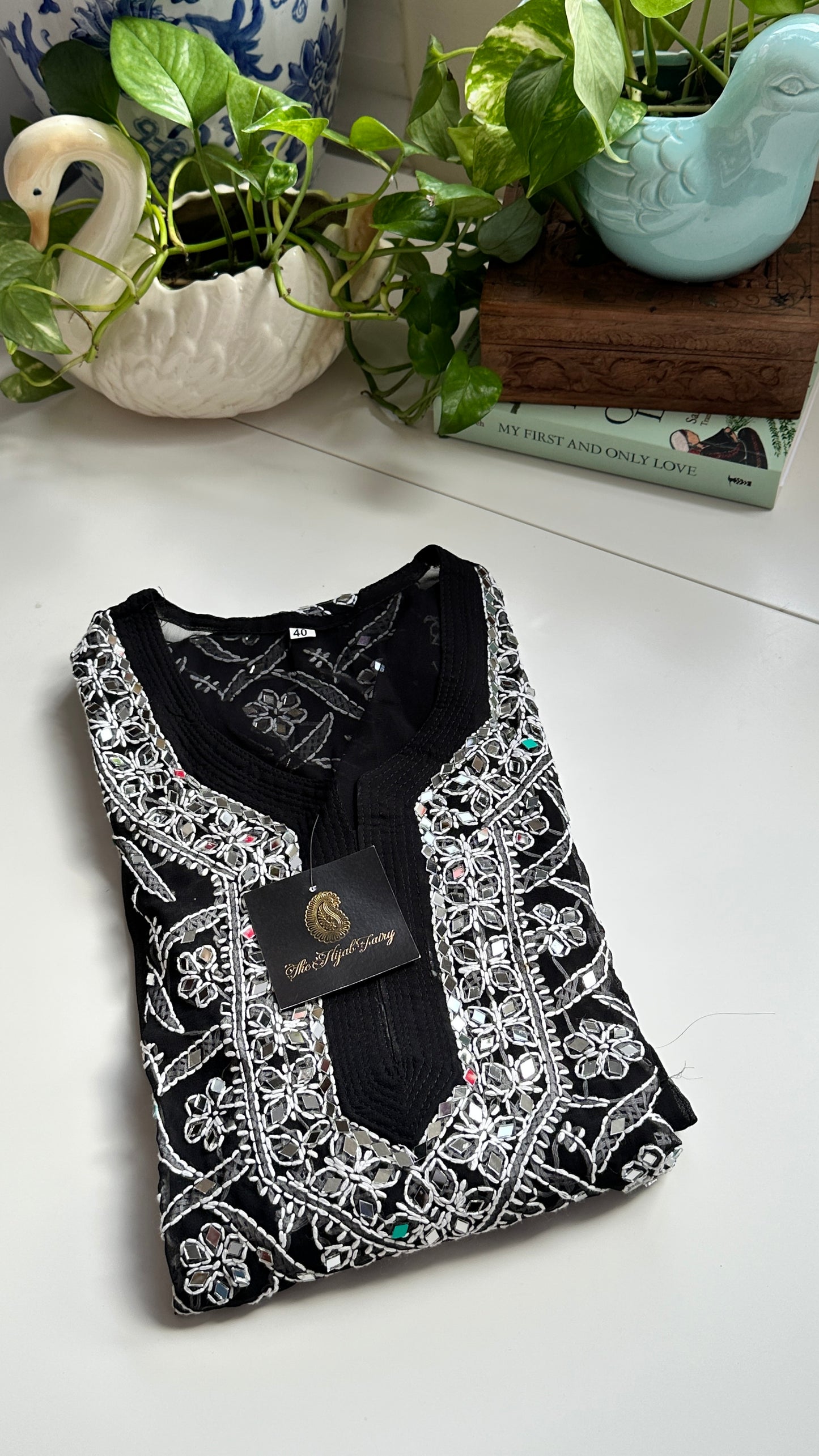 Black - Georgette Mirror Kurta