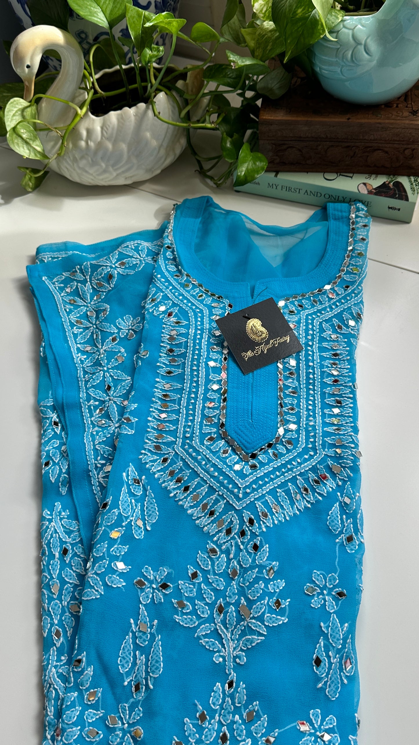 Sky Blue - Georgette Mirror Kurta