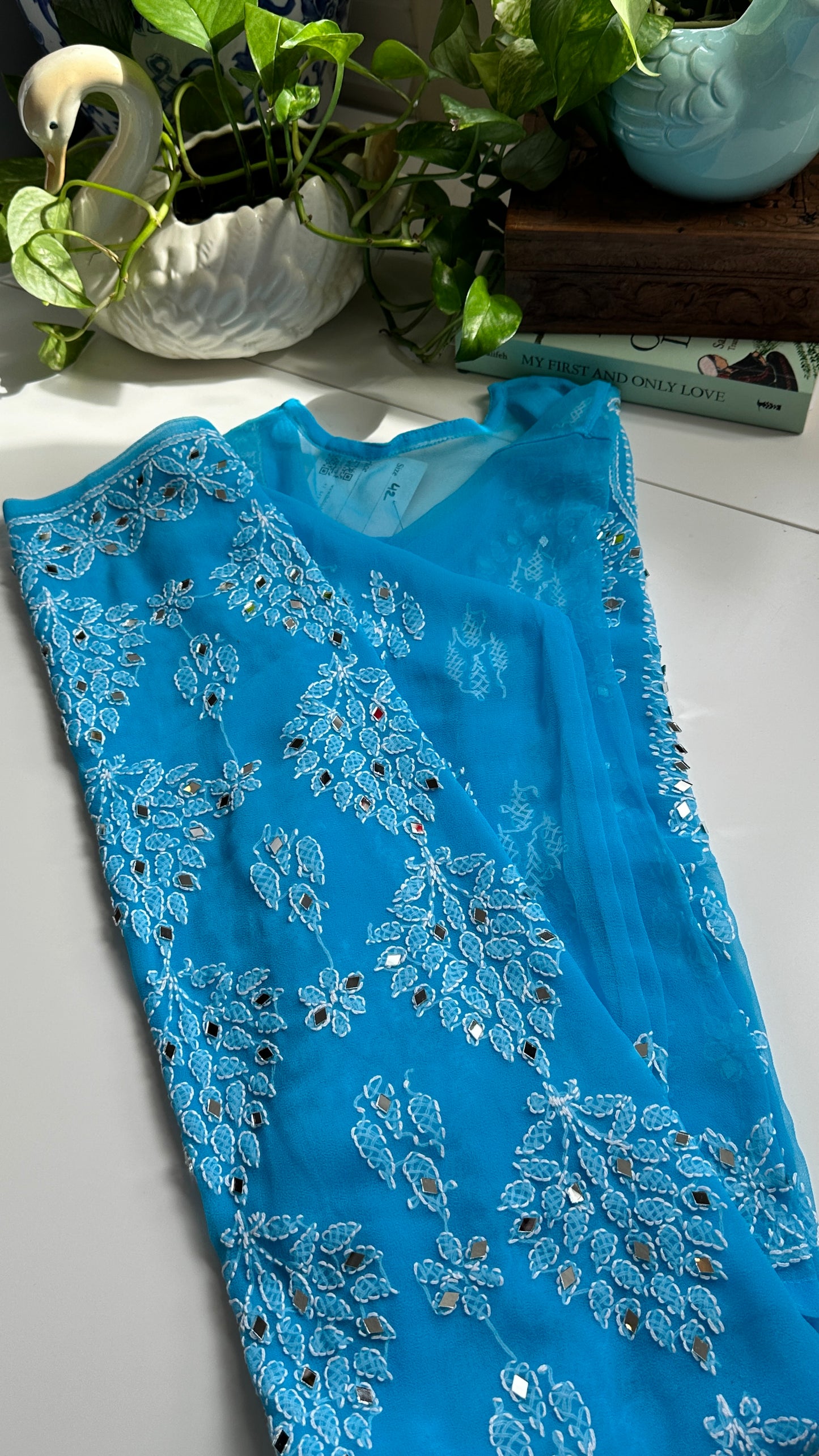 Sky Blue - Georgette Mirror Kurta