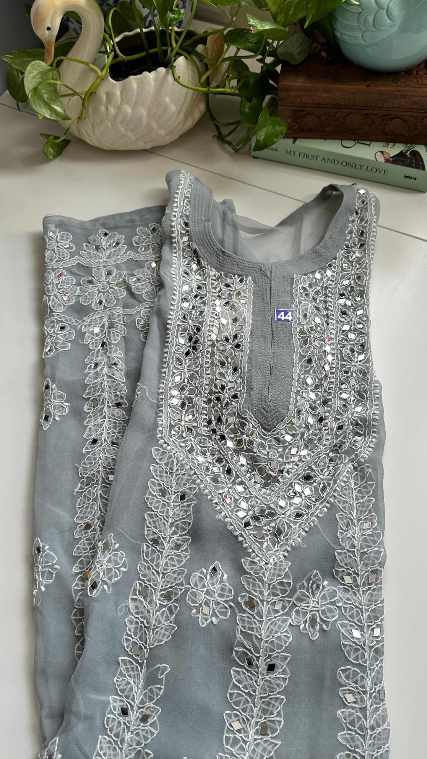 Grey - Georgette Mirror Kurta