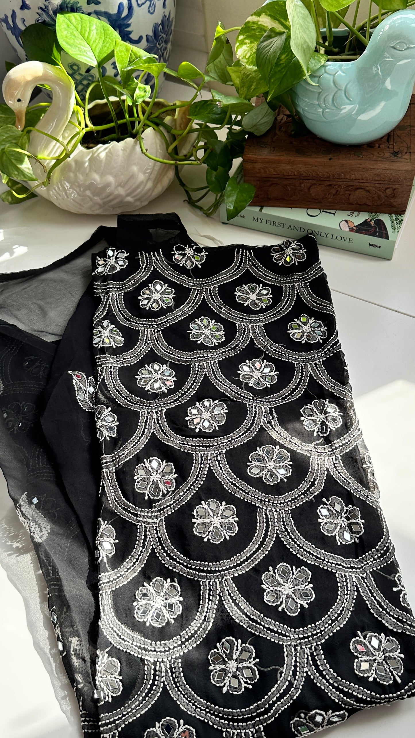 Black - Georgette Mirror Kurta