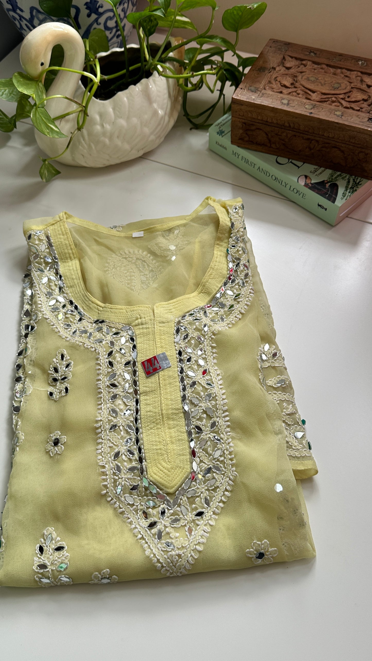 Banana Yellow - Georgette Mirror Kurta
