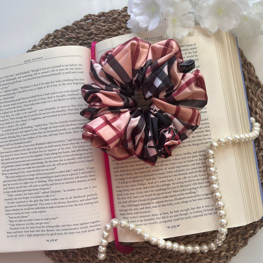 Gingham Classic Silk Satin Scrunchie