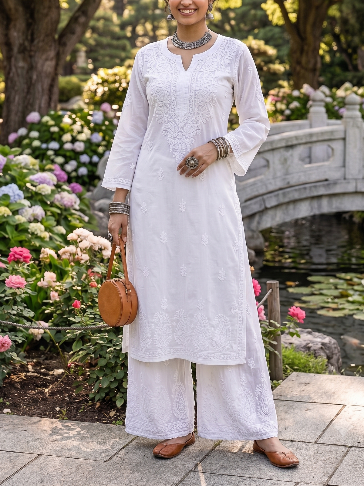 White Chikankari Modal Straight Kurta – The Hijab Fairy (1 of 3)