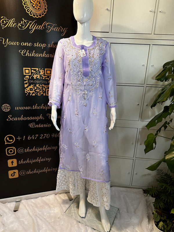Georgette Gota Work Kurti - Purple