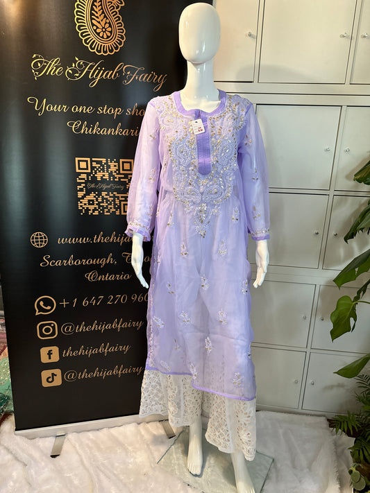 Georgette Gota Work Kurti - Purple