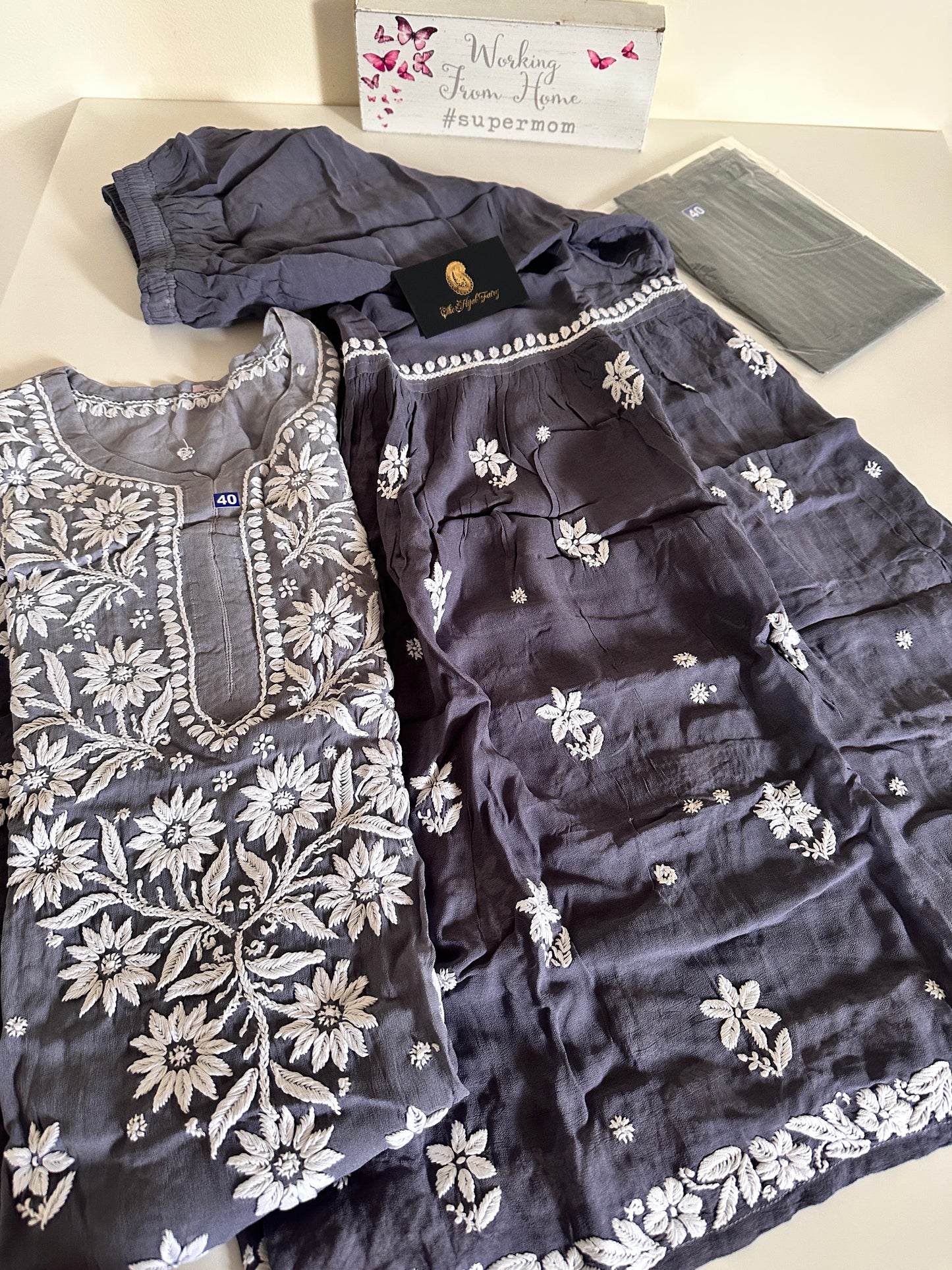 Gray - Viscose Gharara Set