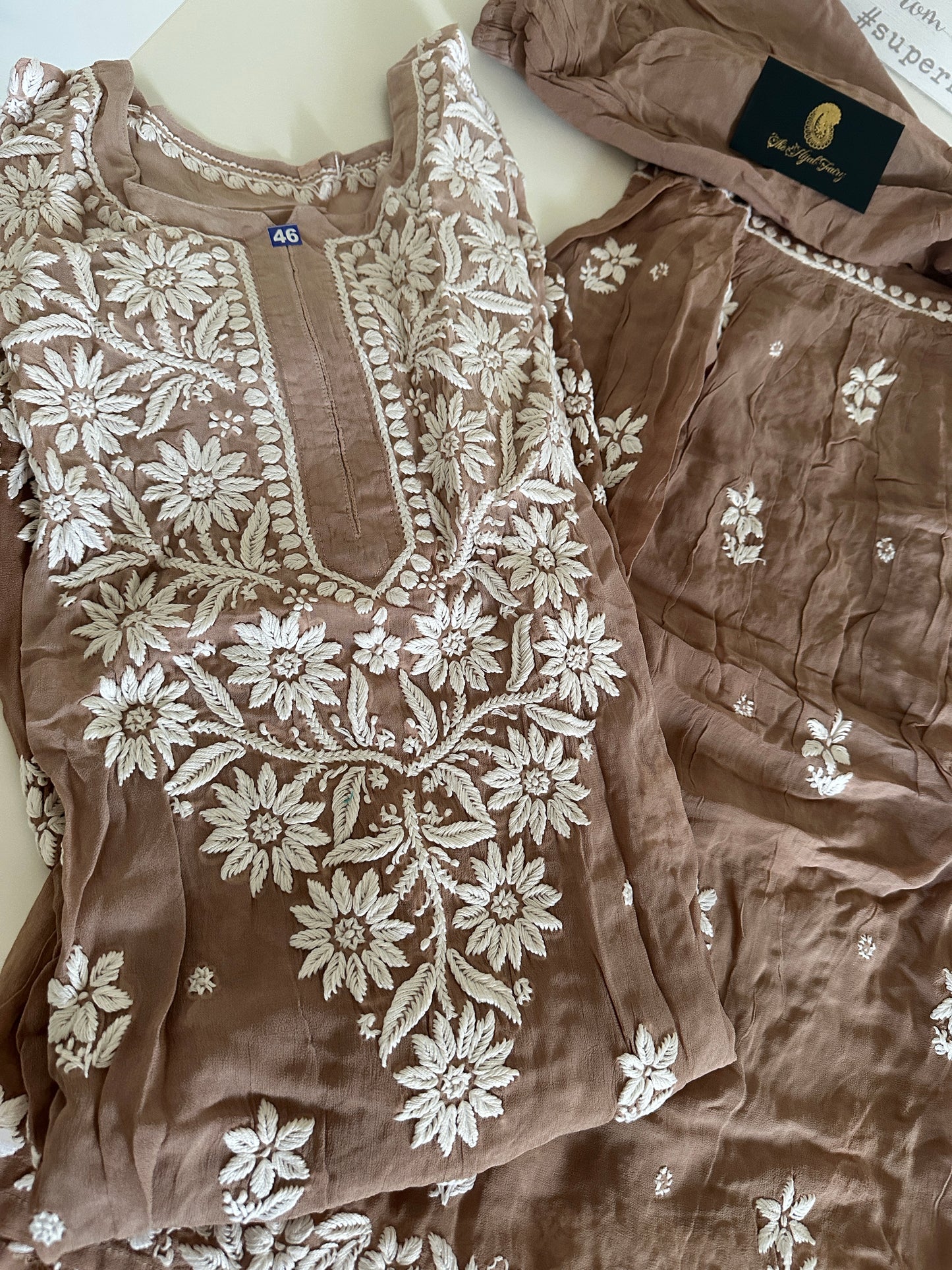 Brown - Viscose Gharara Set