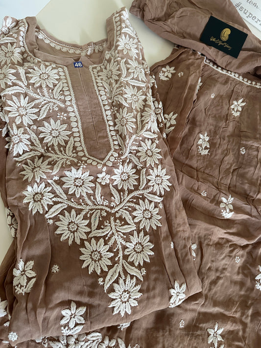 Brown - Viscose Gharara Set
