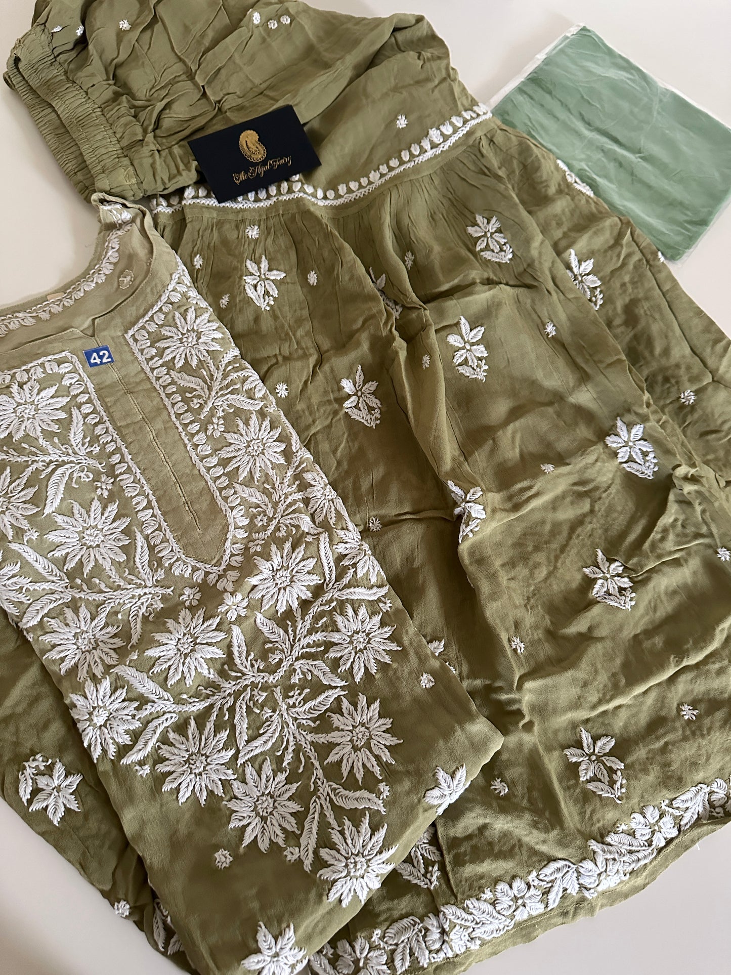 Olive Green - Viscose Gharara Set