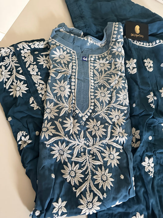 Teal Blue - Viscose Gharara Set