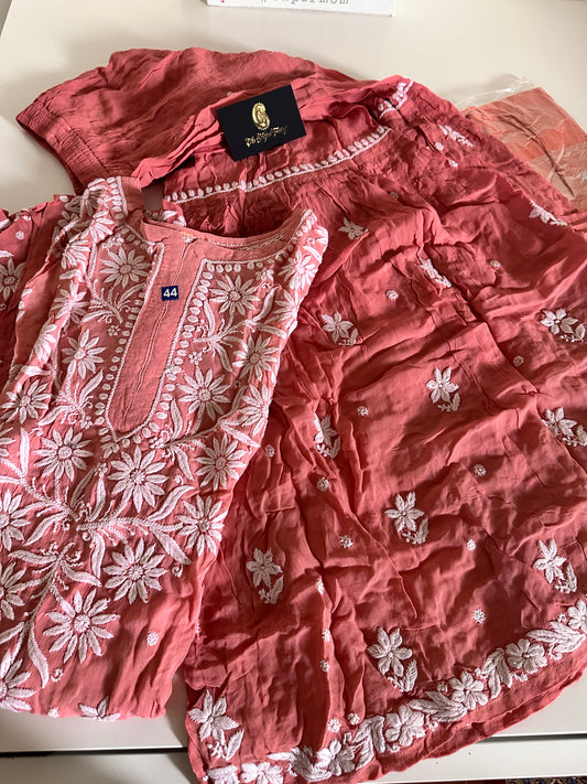 Nude Pink Ombre - Viscose Gharara Set