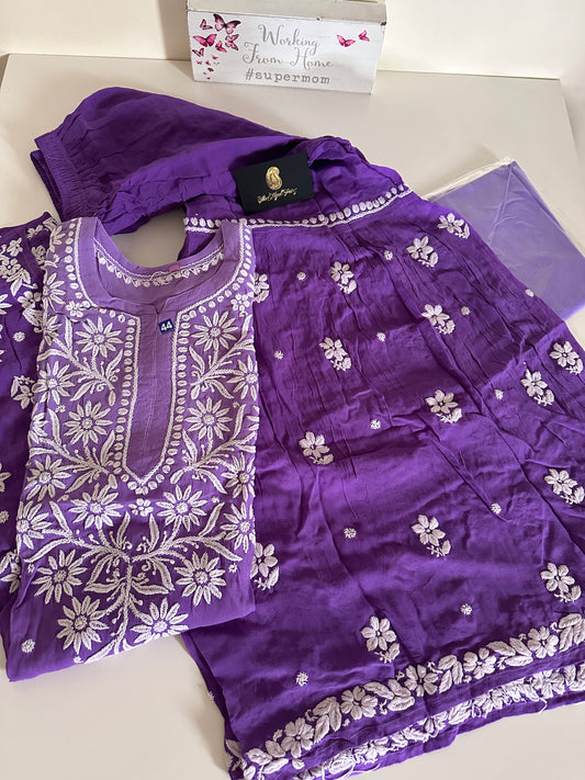 Purple - Viscose Gharara Set