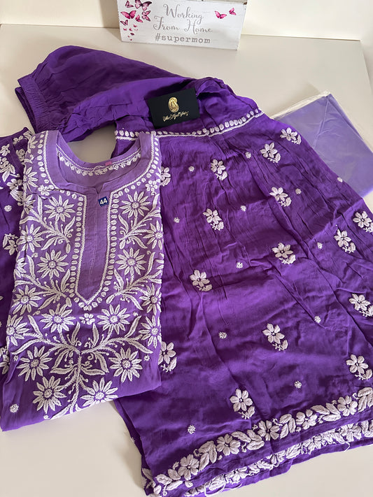 Purple - Viscose Gharara Set