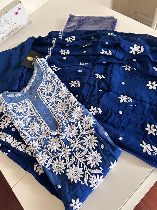 Blue Ombre - Viscose Gharara Set