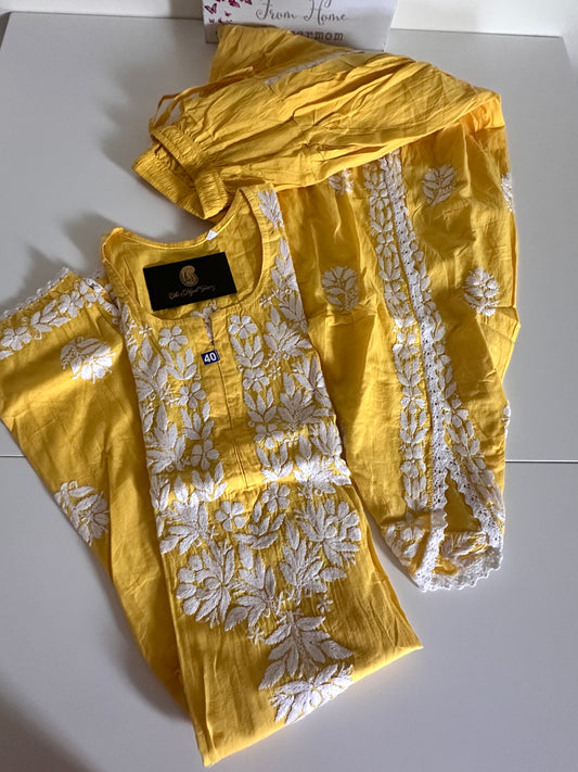 Yellow - Cotton Dhoti Co-ord Set