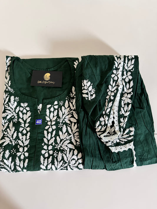Dark Green - Cotton Dhoti Co-ord Set