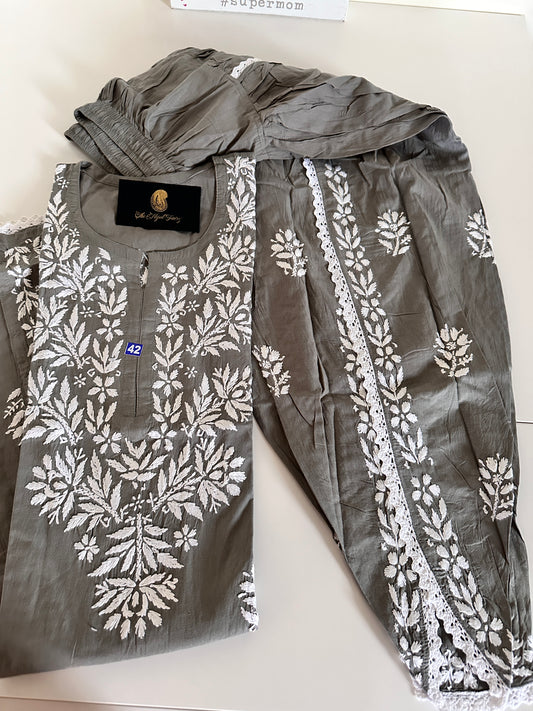 Gray - Cotton Dhoti Co-ord Set