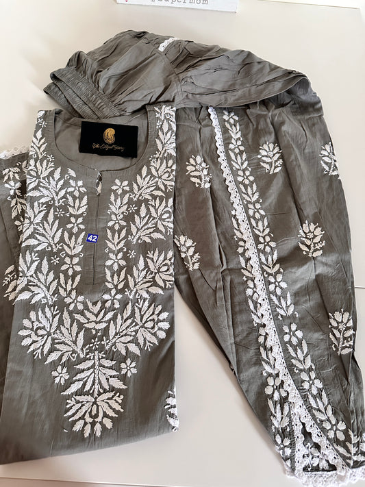 Gray - Cotton Dhoti Co-ord Set