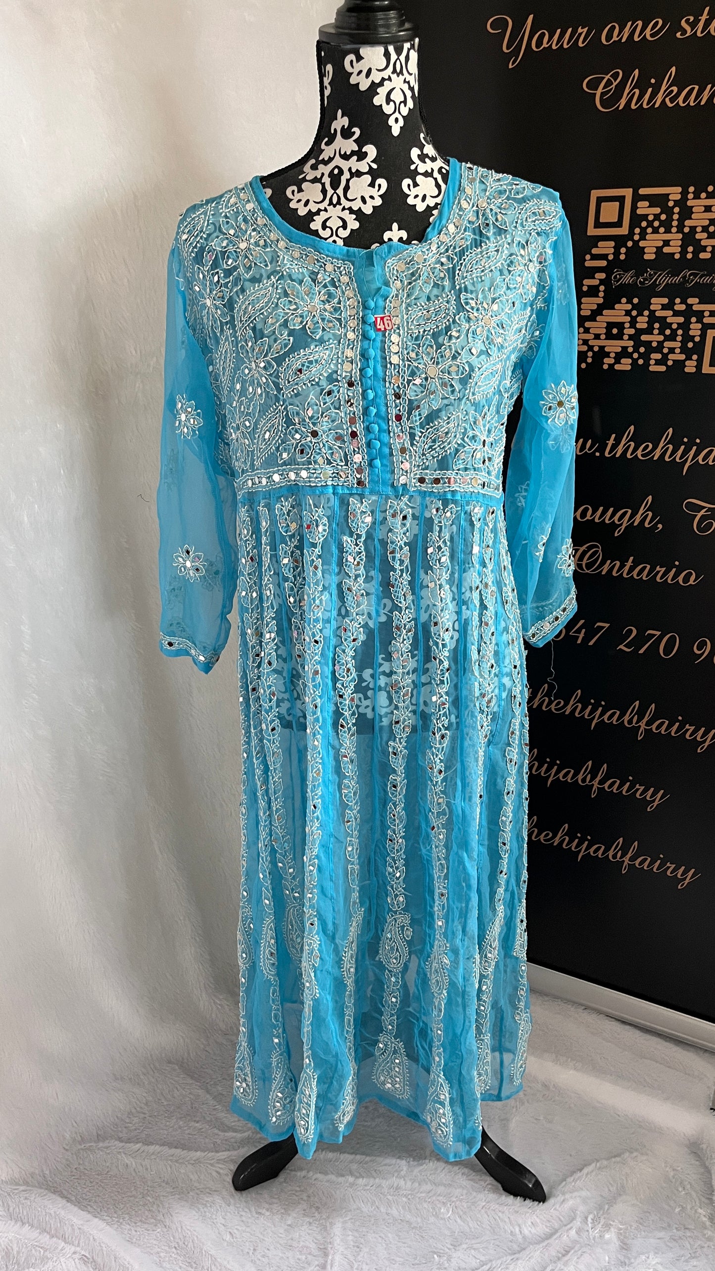 Blue - Yoke Style Georgette Mirror Anarkali