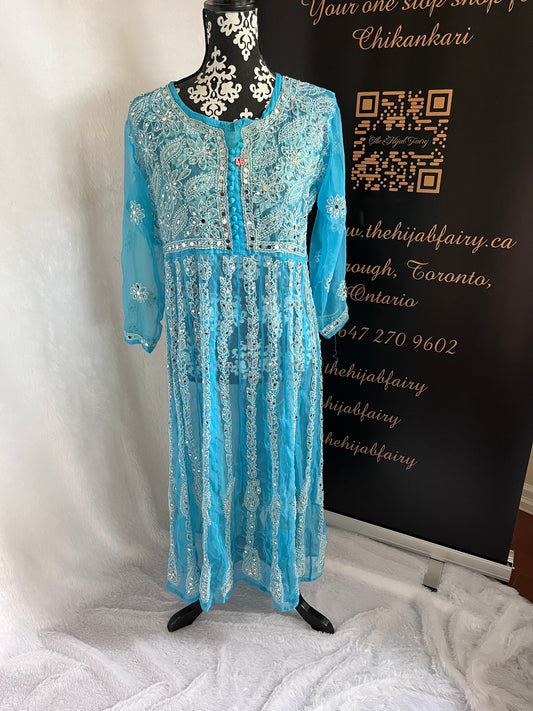 Blue - Yoke Style Georgette Mirror Anarkali