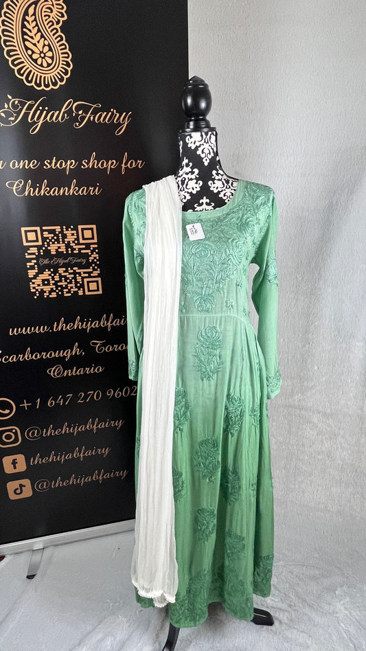 Sea Green (Self)- Muslin Frock - The Hijab Fairy